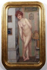 Nude By The Hearth by Kalman (Koloman) Deri