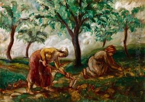 In The Fruit Garden by Gyula Derkovits