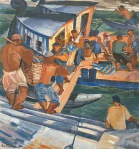 Fishers I by Gyula Derkovits