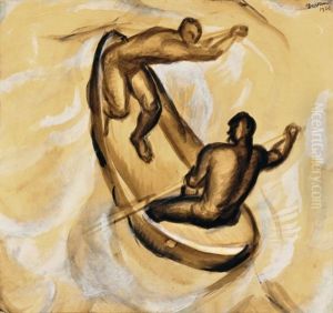 Ket Ferfi Csonakban (two Men In A Boat) by Gyula Derkovits