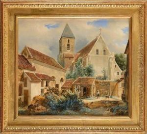 L'eglise De Milly La Foret by Isidore Laurent Deroy