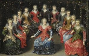 An Allegory Of Love [?]: Twelve Noblewomen Seated In A Garden, Each Holding An Arrow