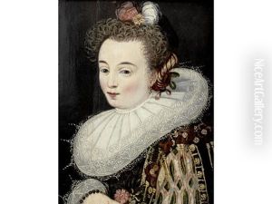 Portrait Of A Lady, Half-length, In A Black Lace Costume, White Lace Ruff And A Plumed Headdress by Claude Deruet