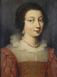 Portrait De Femme Au Vetement Brode