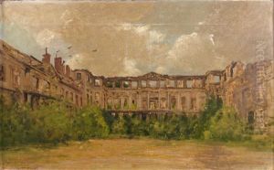 Vue De La Cour D'honneur Du Chateau De Saint-cloud (sketch)