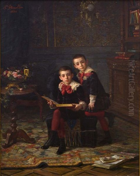 Deux Jeunes Garcons A La Lecture - view 1