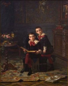 Deux Jeunes Garcons A La Lecture by Paul Descelles