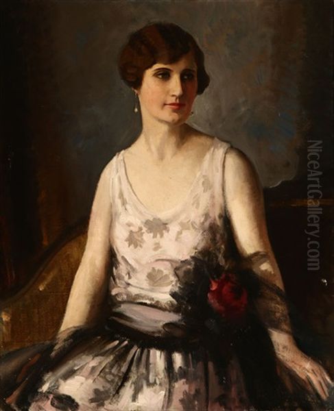 Portrait Of A Seated Woman In A Party Dress - view 1