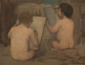 Ninos Pintando by Louis Henri Deschamps