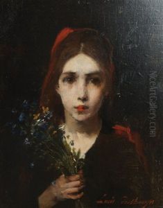 Portrait Of A Girl by Louis Henri Deschamps
