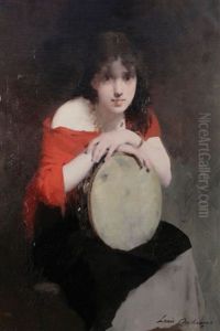 Lady With A Tambourine by Louis Henri Deschamps