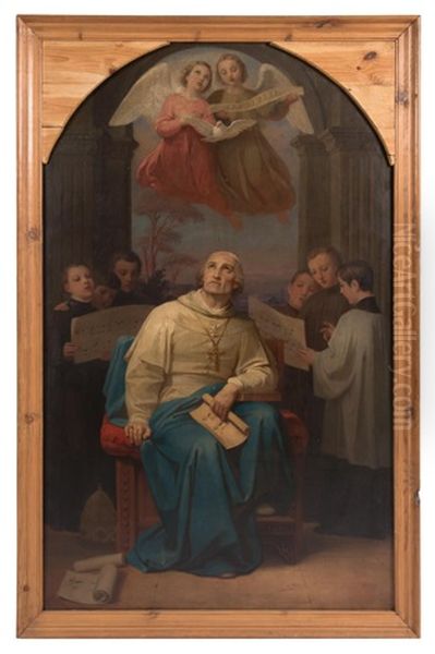 Altarpiece I, Clergyman With Choristers by Melchior Paul Von Deschwanden