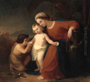 Maria Mit Jesus Und Johannes Knaben by Theodor Von Deschwanden