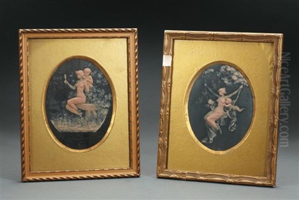 Scene Figurant Jeune Fille Entourees De Putti (+ Another; 2 Works) - view 1