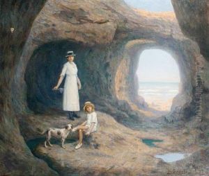 Figures In A Cove (+ Figures By A Drinking Fountain; Pair) by Jean-Bernard Descomps