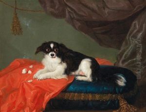 A Dog On A Cushion by Michel Hubert Descours