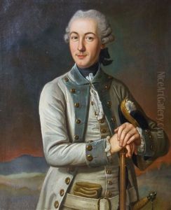 Portrait Eines Offiziers, Eine Graue Uniform Tragend by Michel Hubert Descours