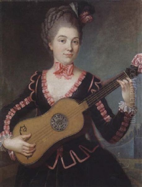 Portrait De Jeune Femme Jouant De La Guitare - view 1