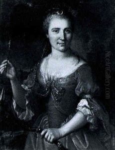 Portrait Of A Lady As Diana, Three Quarter Length, In A Landscape by Michel Hubert Descours