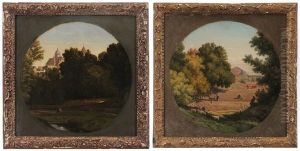 Figure Sowing And Figures Working The Fields (pair) by Alexandre Desgoffe