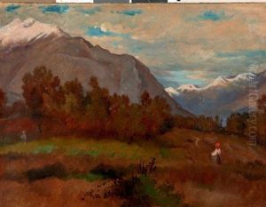 Personnage Dans Un Paysage De Montagne by Alexandre Desgoffe