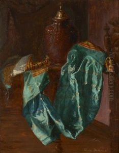 Vase En Agate De La Collection Du Cardinal Mazarin Devant Un Drape Vert by Blaise Alexandre Desgoffe
