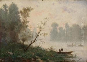 Flusspartie Mit Anglern Flusspartie Mit Anglern