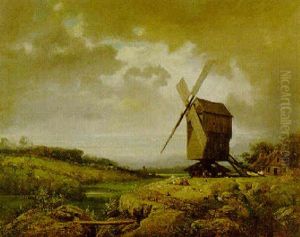 Windmill Near Paris by Charles Felix Edouard Deshayes