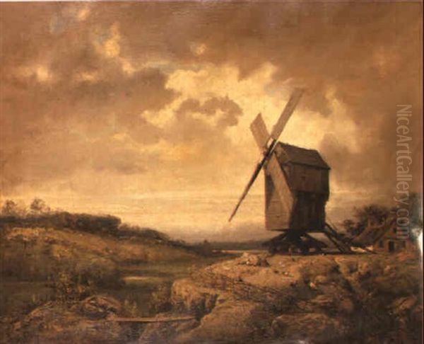 Figures Resting Before A Windmill - view 1