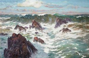 Sidi Ferruch, Vagues Sur Les Rochers by Eugene F. A. Deshayes