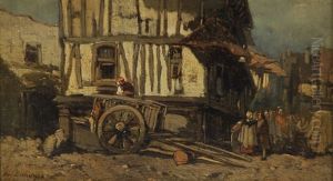 Vue De Ville Animee by Eugene F. A. Deshayes