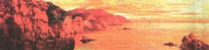 Coucher De Soleil Sur La Cote Algerienne by Eugene F. A. Deshayes