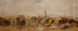 Campement D'une Caravane Devant La Ville