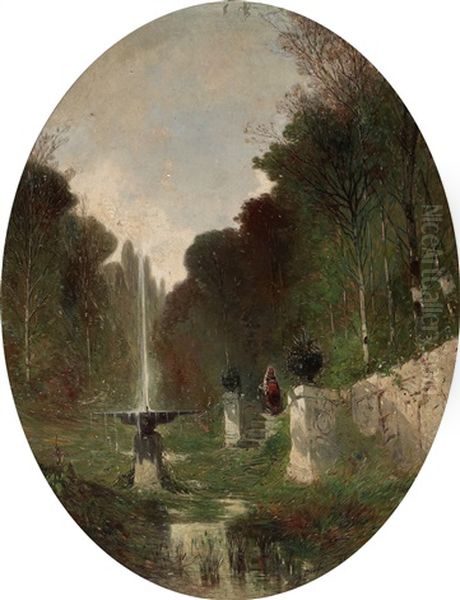 Romantic Landscapes With Fountain And Windmill (+ Another; Pair) - view 1