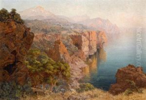 Rivage Aux Rochers Rouges, Les Baleares by Eugene Deshayes