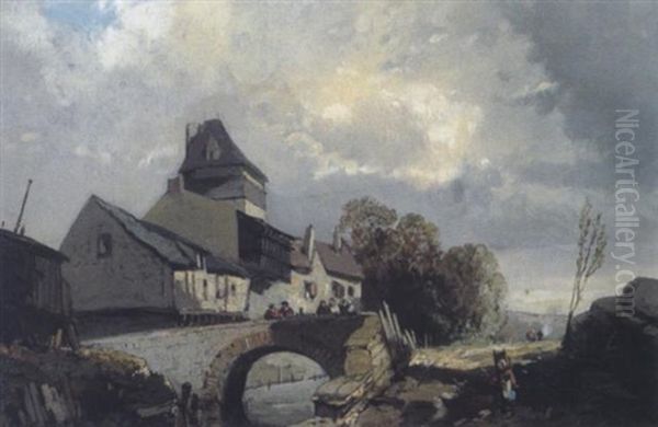Dorflandschaft Mit Steinbrucke - view 1