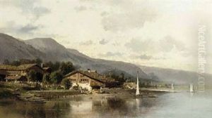 A Lakeside View, Switzerland by Eugene Deshayes