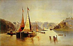 Les Voiliers Dans Les Fjords by Eugene Deshayes