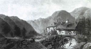 Dorf In Den Bergen by Eugene Deshayes