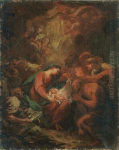 L'adoration Des Bergers by Jean Baptiste Henri Deshays
