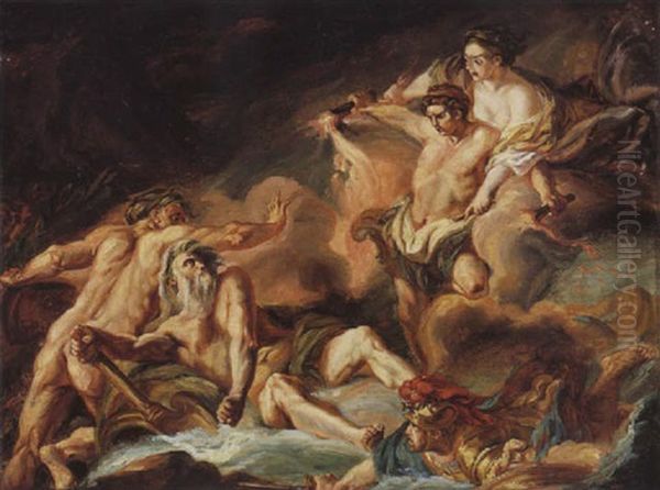Achille Pret D'etre Submerge Par Le Scamandre Et Le Simois, Est Seconde Par Junon Et Vulcain - view 1