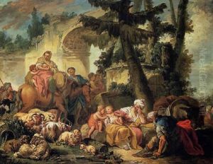 The Rest On The Flight To Egypt by Jean Baptiste Henri Deshays