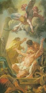 Saint Andre Adorant La Croix Sur Laquelle Il Va Etre Martyrise by Jean Baptiste Henri Deshays