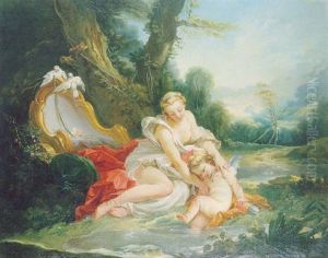 L'amour Au Bain by Jean Baptiste Henri Deshays