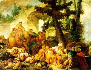 Rest On The Flight Into Egypt by Jean Baptiste Henri Deshays
