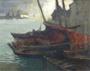 Le Ramendage Des Filets by Louis Marie Desire-Lucas