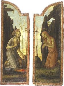 Saint Jerome And Saint Mary Of Egypt: A Pair by Arcangelo Di Jacopo Del Sellaio