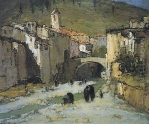 Ville Fortifiee Pres De La Riviere by Louis Marie Desire-Lucas