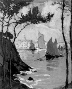 Bateaux De Peche En Bretagne by Louis Marie Desire-Lucas
