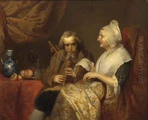 Figures In An Interior Making Music by Alexandre-Louis Desmit